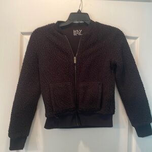 Black Marc New York fuzzy cropped jacket